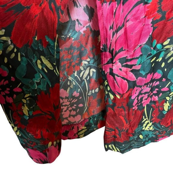 Vineyard Vines Silk Twill Belted Maxi Dress Floral Red Pink Green XL - Picture 7 of 13